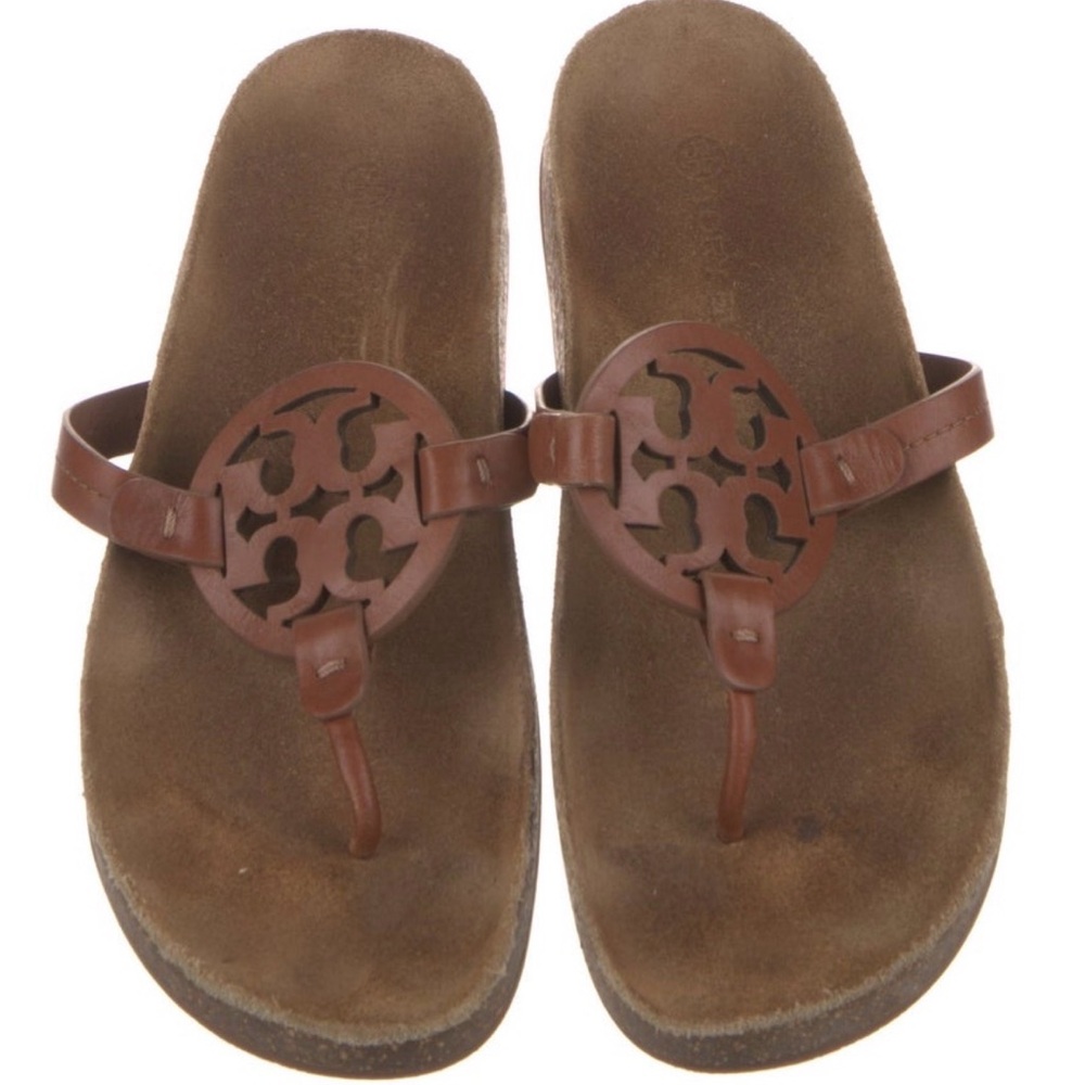 Tory Burch Miller Cloud Brown Leather  Sandals